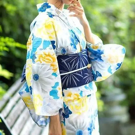 blue and yellow summer yukata
