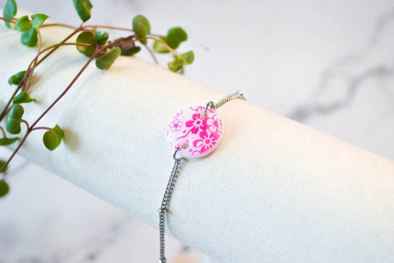 Bracelet Polymere Sakura Fuchsia argent biais scaled 1
