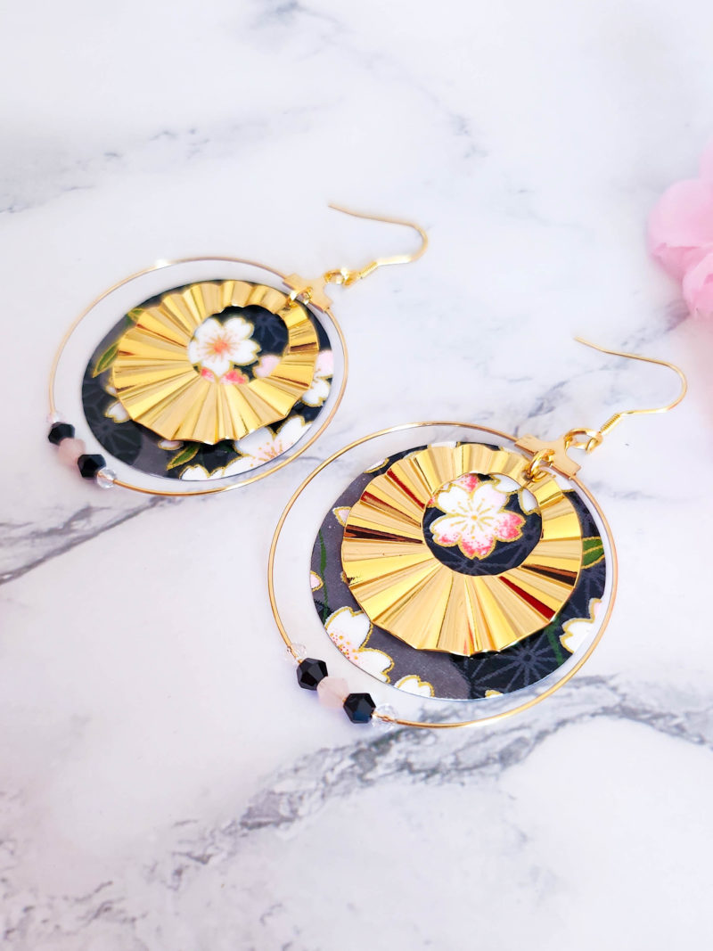 creoles japonais cherry blossom en papier japonais noir scaled